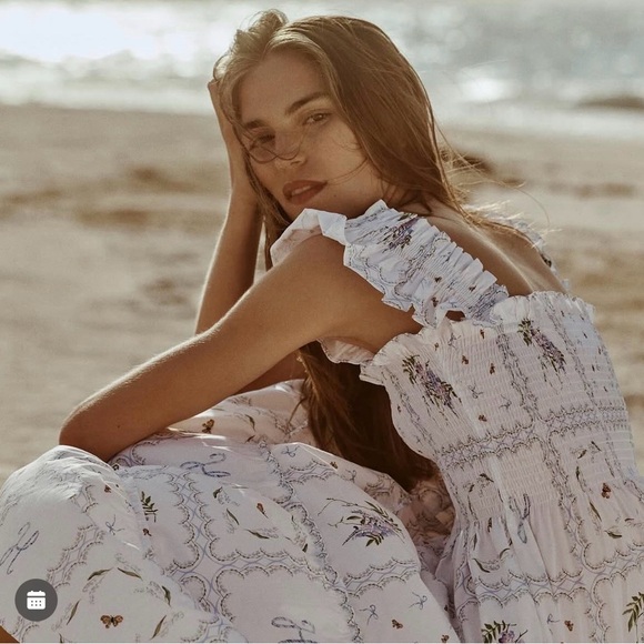 100% Cotton Hill House Home Ellie Nap Dress midi white floral cottagecore M - Picture 5 of 7